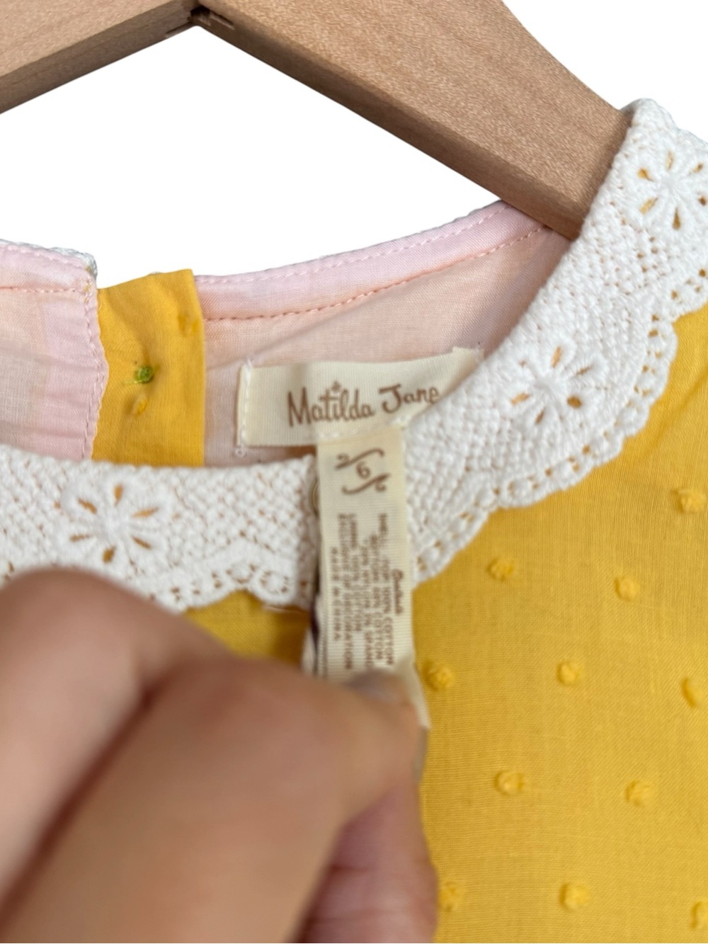 Matilda Jane NWT Yellow Floral Lace-Trim Tiered Girls' Dress with Button Back - Picture 6 of 15